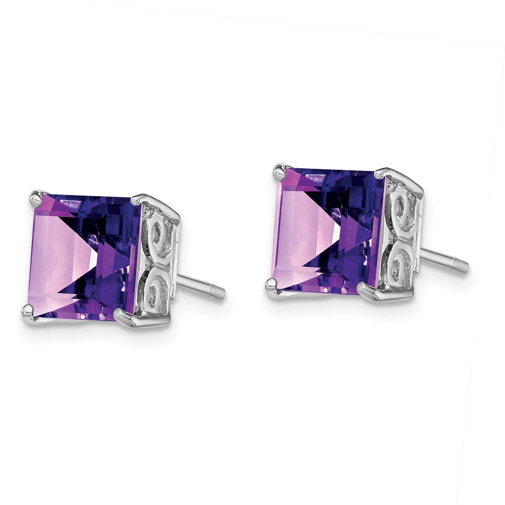 Sterling Silver Rhodium-plated Amethyst Earrings