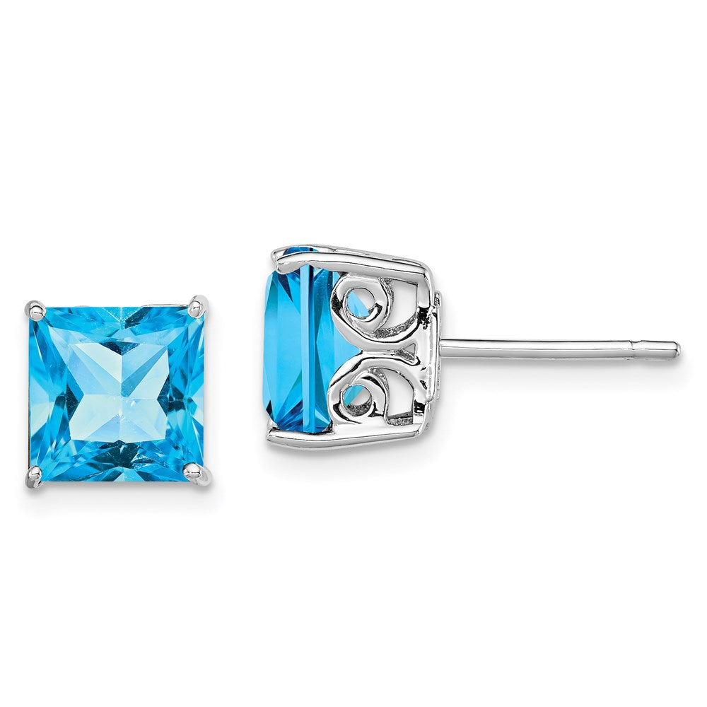 Sterling Silver Rhodium-plated Blue Topaz Earrings