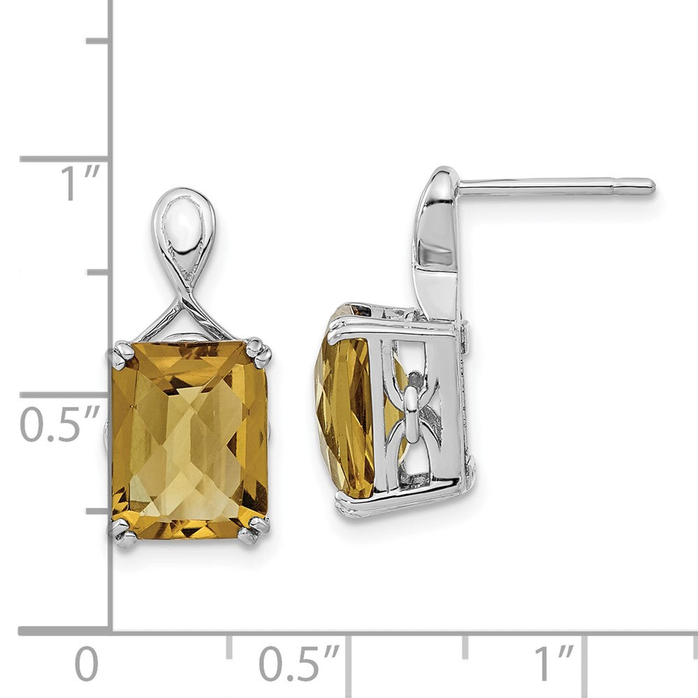 Sterling Silver Polished Whiskey Quartz Post Dangle Earrings