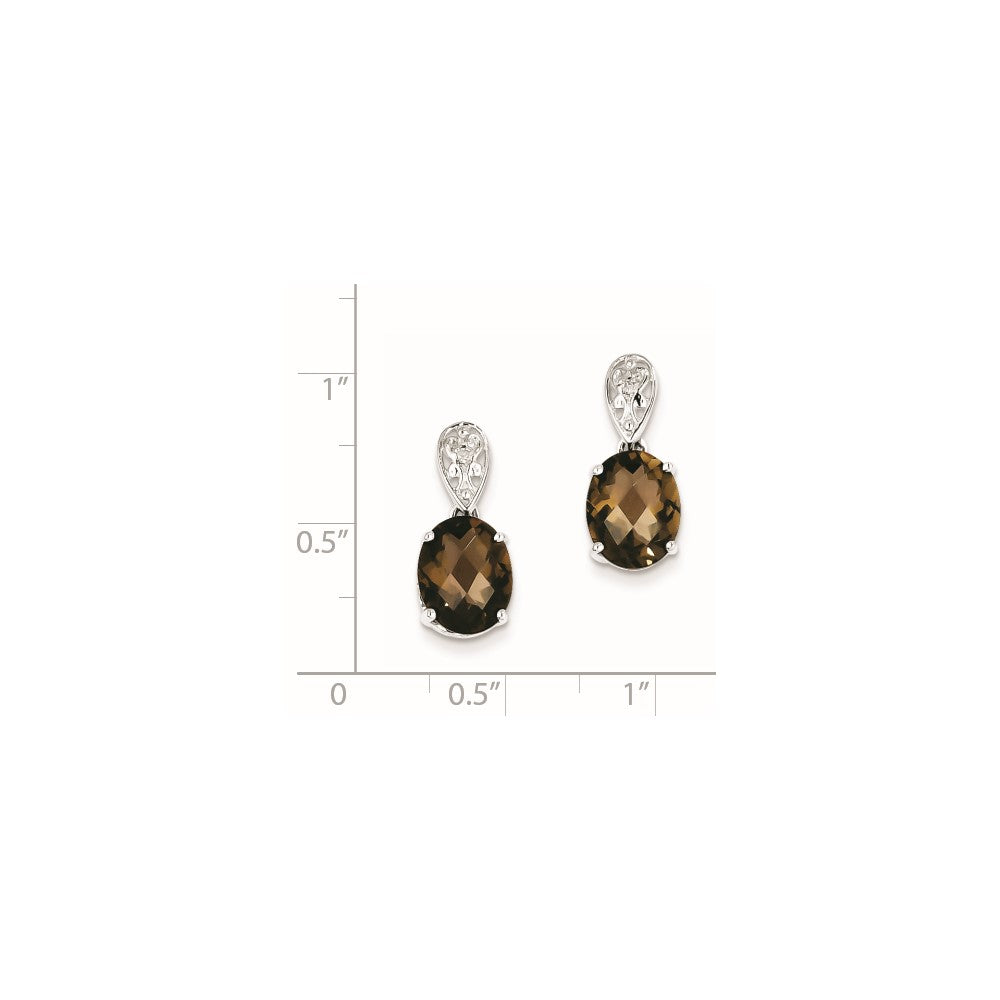 Sterling Silver Smoky Quartz and Diamond Earrings