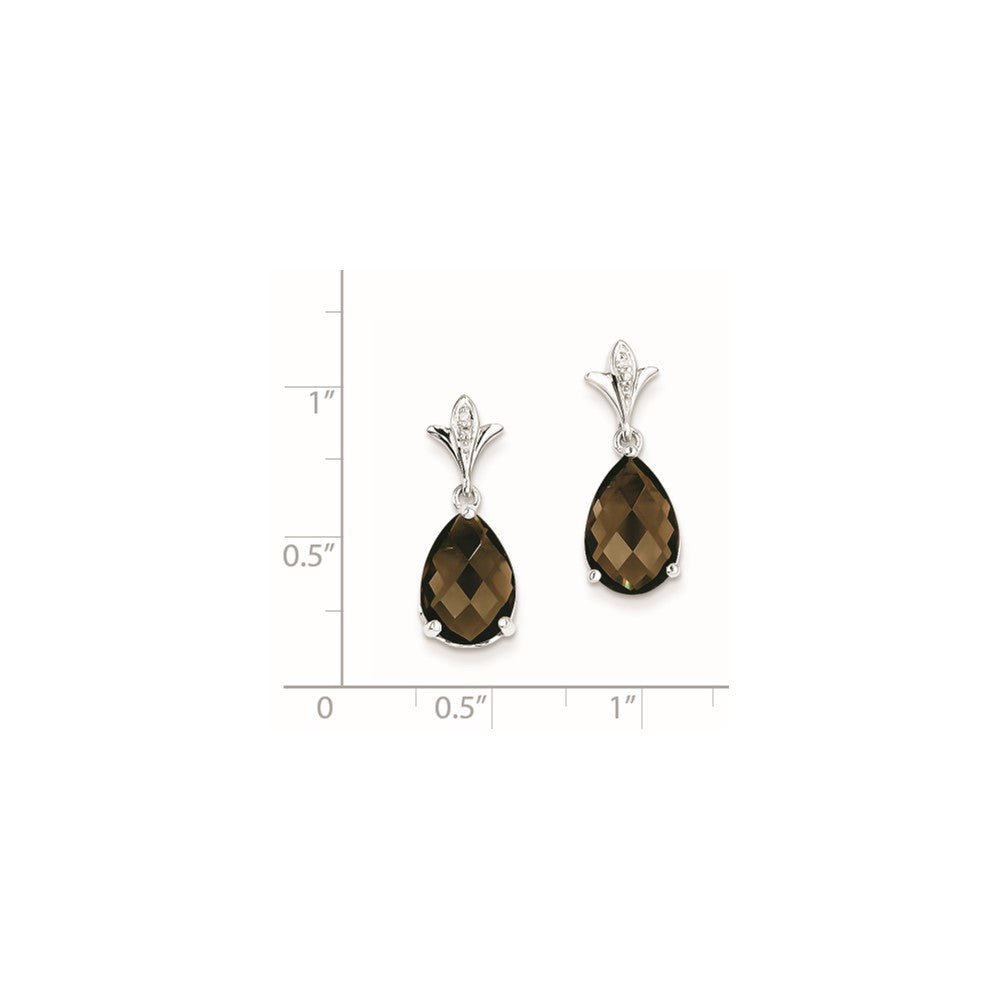 Sterling Silver Smoky Quartz and Diamond Earrings