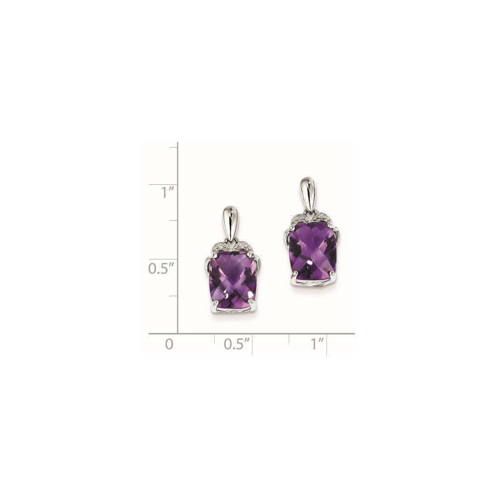 Sterling Silver Amethyst and Diamond Earrings