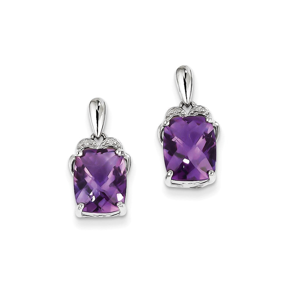 Sterling Silver Amethyst and Diamond Earrings