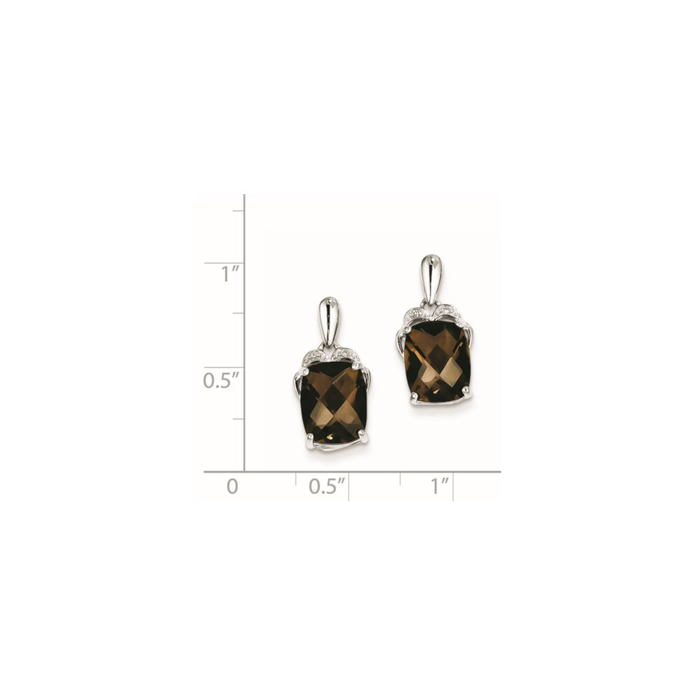 Sterling Silver Smoky Quartz and Diamond Earrings