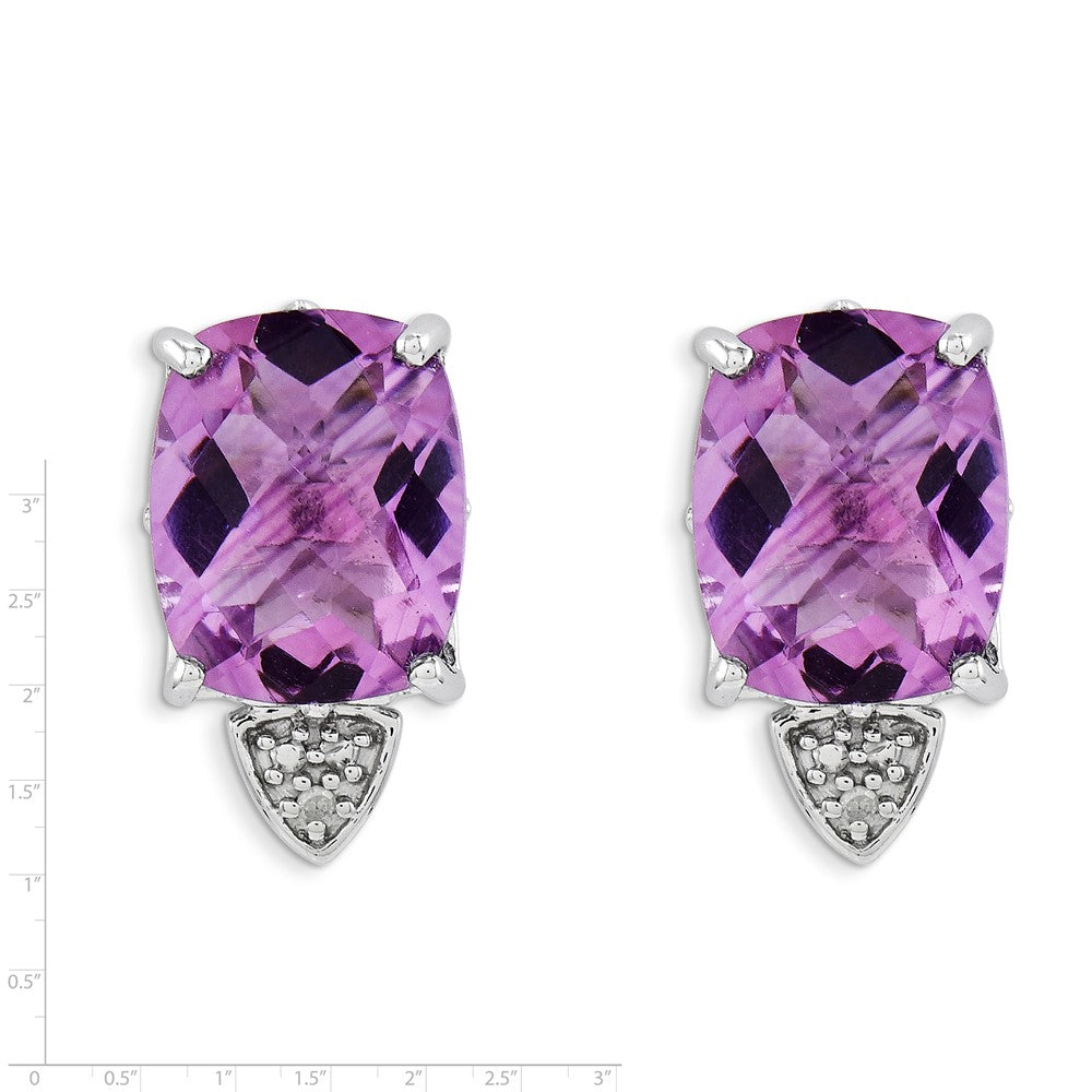 Sterling Silver Amethyst and Diamond Earrings