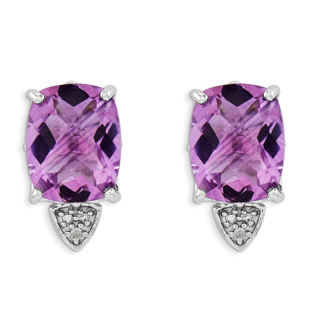 Sterling Silver Amethyst and Diamond Earrings