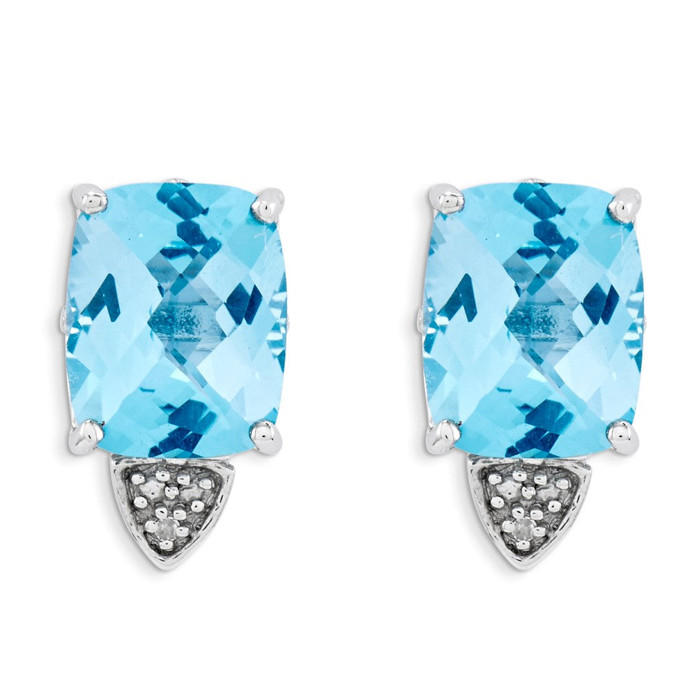 Sterling Silver Blue Topaz and Diamond Earrings