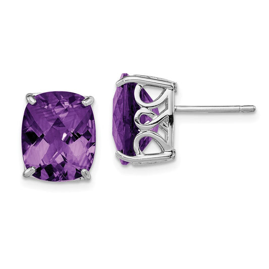 Sterling Silver Rhodium-plated Amethyst Earrings