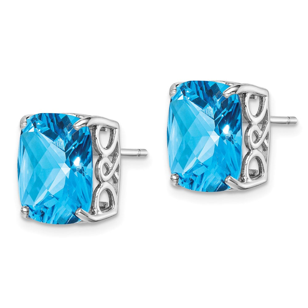 Sterling Silver Rhodium-plated Blue Topaz Earrings