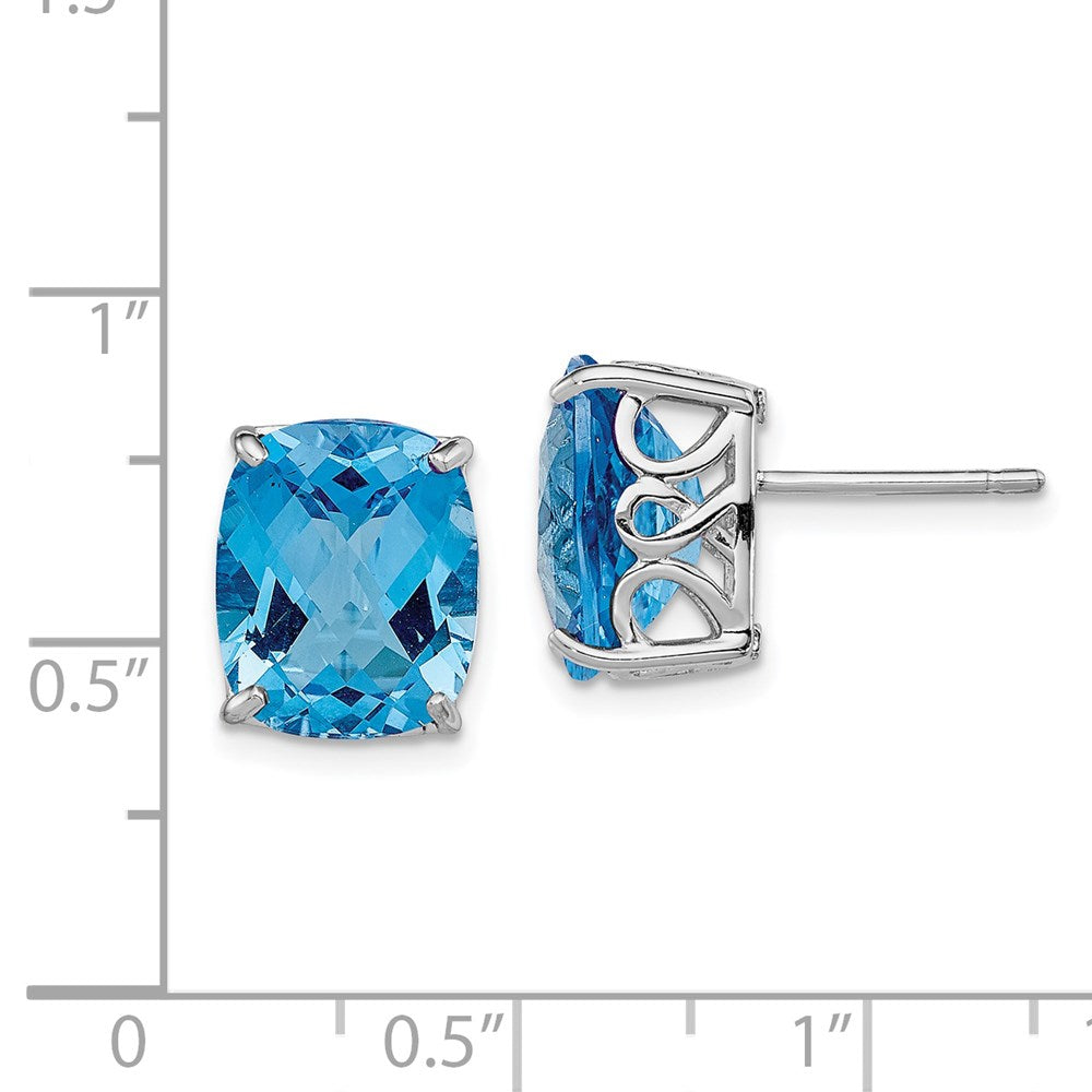 Sterling Silver Rhodium-plated Blue Topaz Earrings