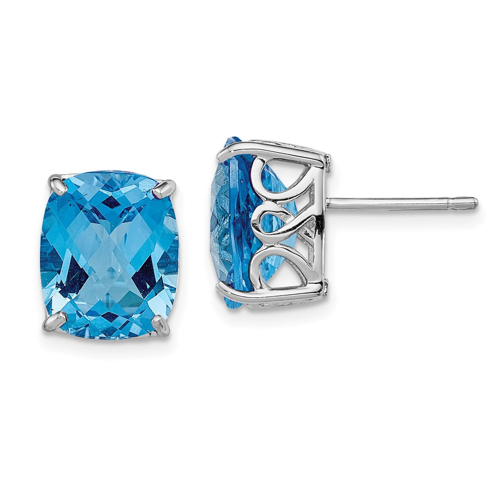 Sterling Silver Rhodium-plated Blue Topaz Earrings