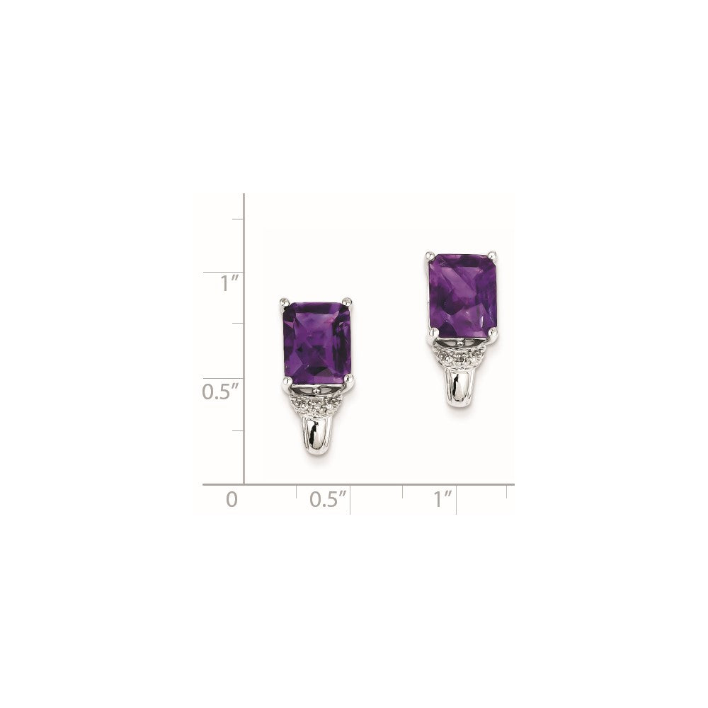 Sterling Silver Amethyst and Diamond Earrings