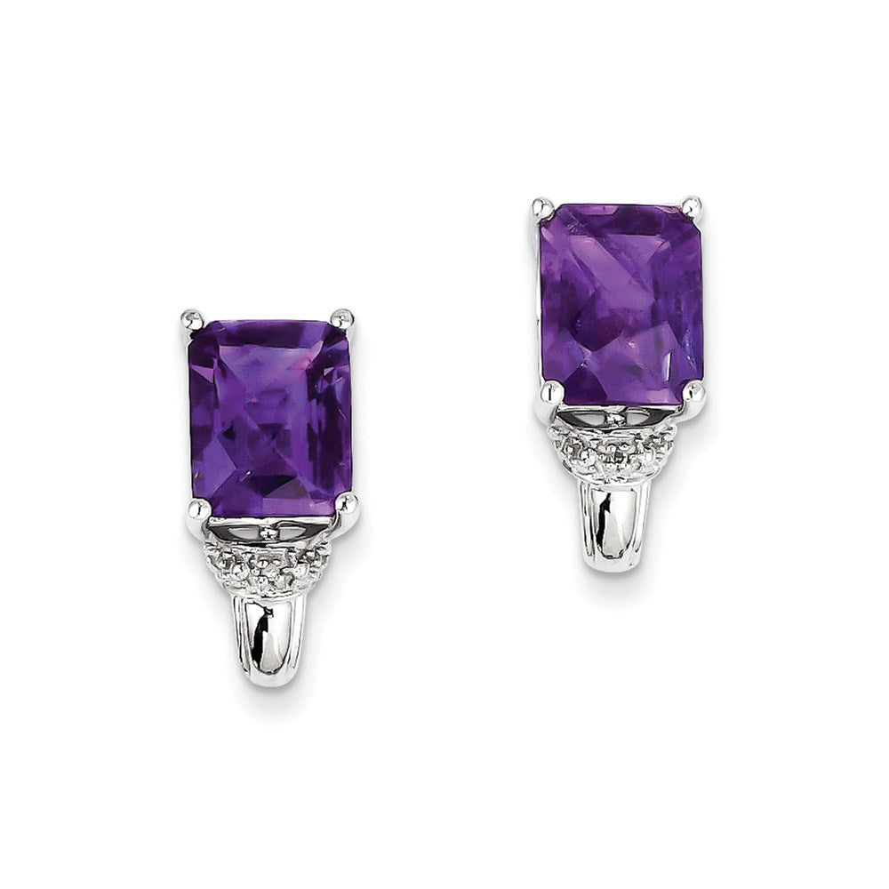 Sterling Silver Amethyst and Diamond Earrings