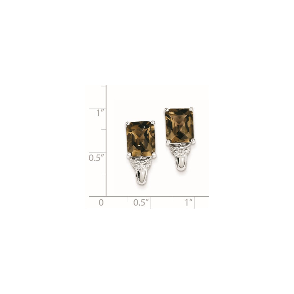 Sterling Silver Smoky Quartz and Diamond Earrings