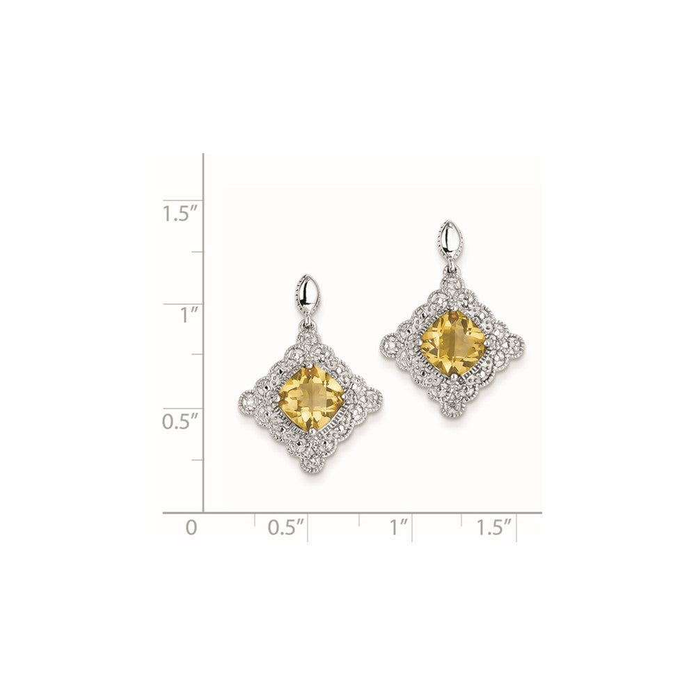 Sterling Silver Citrine and Diamond Earrings