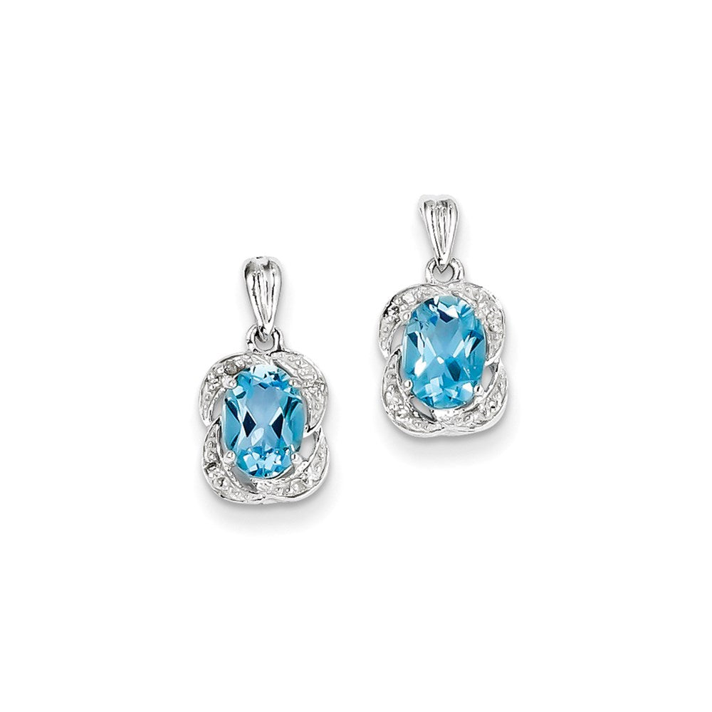 Sterling Silver Blue Topaz and Diamond Earrings