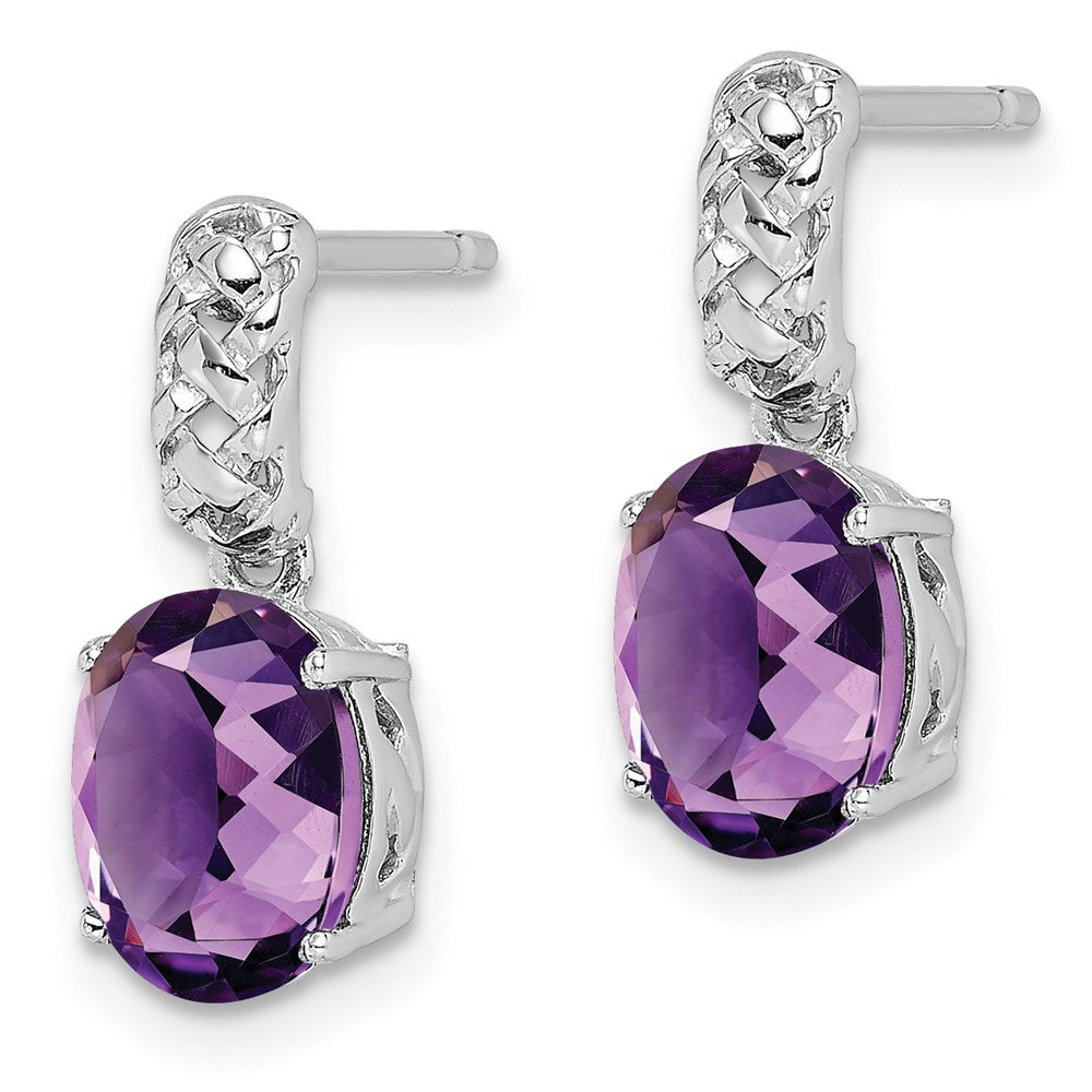 Sterling Silver Rhodium-plated Amethyst Earrings