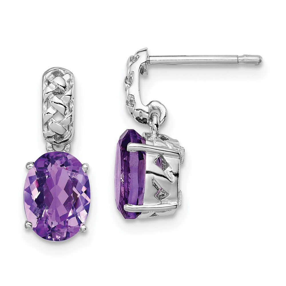 Sterling Silver Rhodium-plated Amethyst Earrings