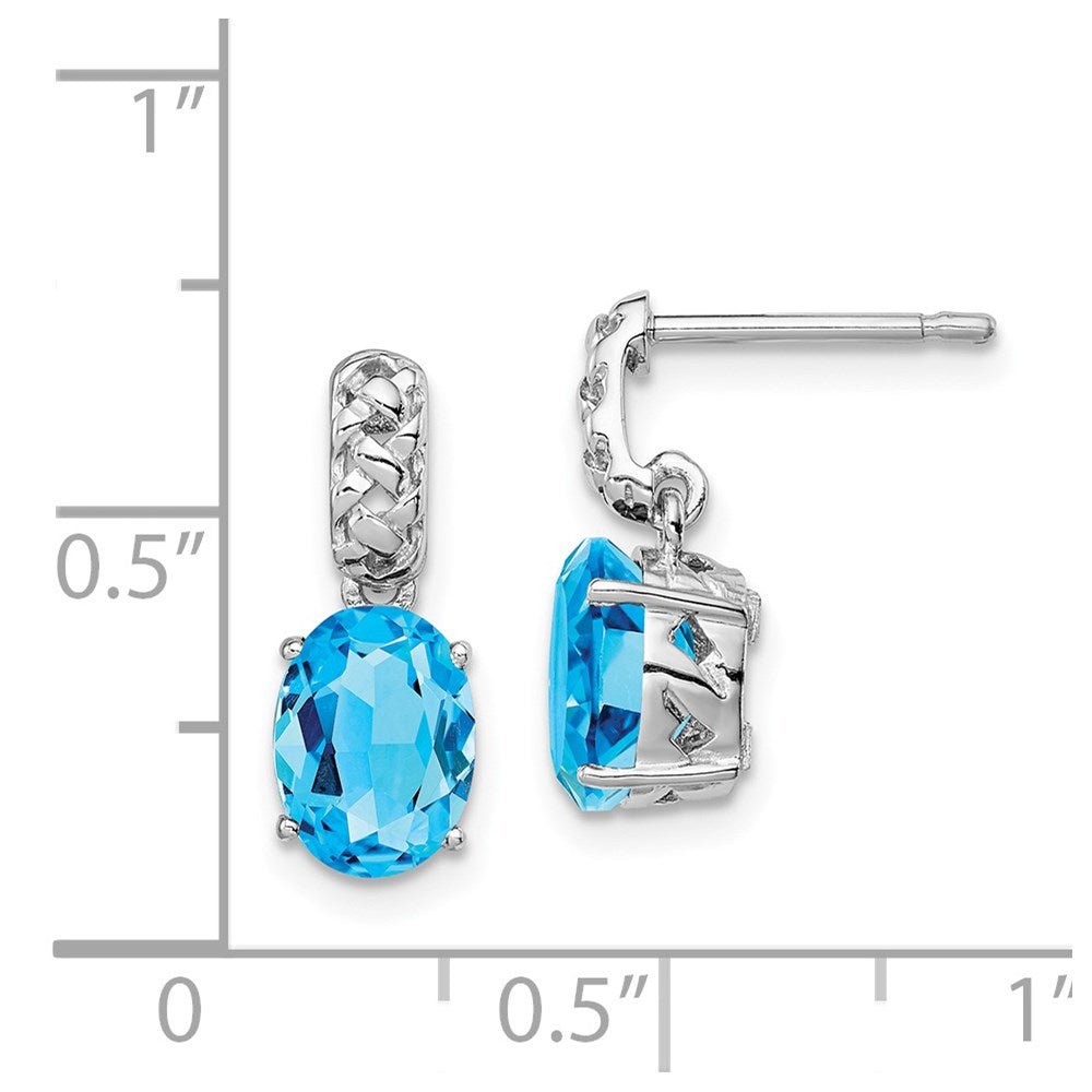 Sterling Silver Rhodium-plated Blue Topaz Earrings