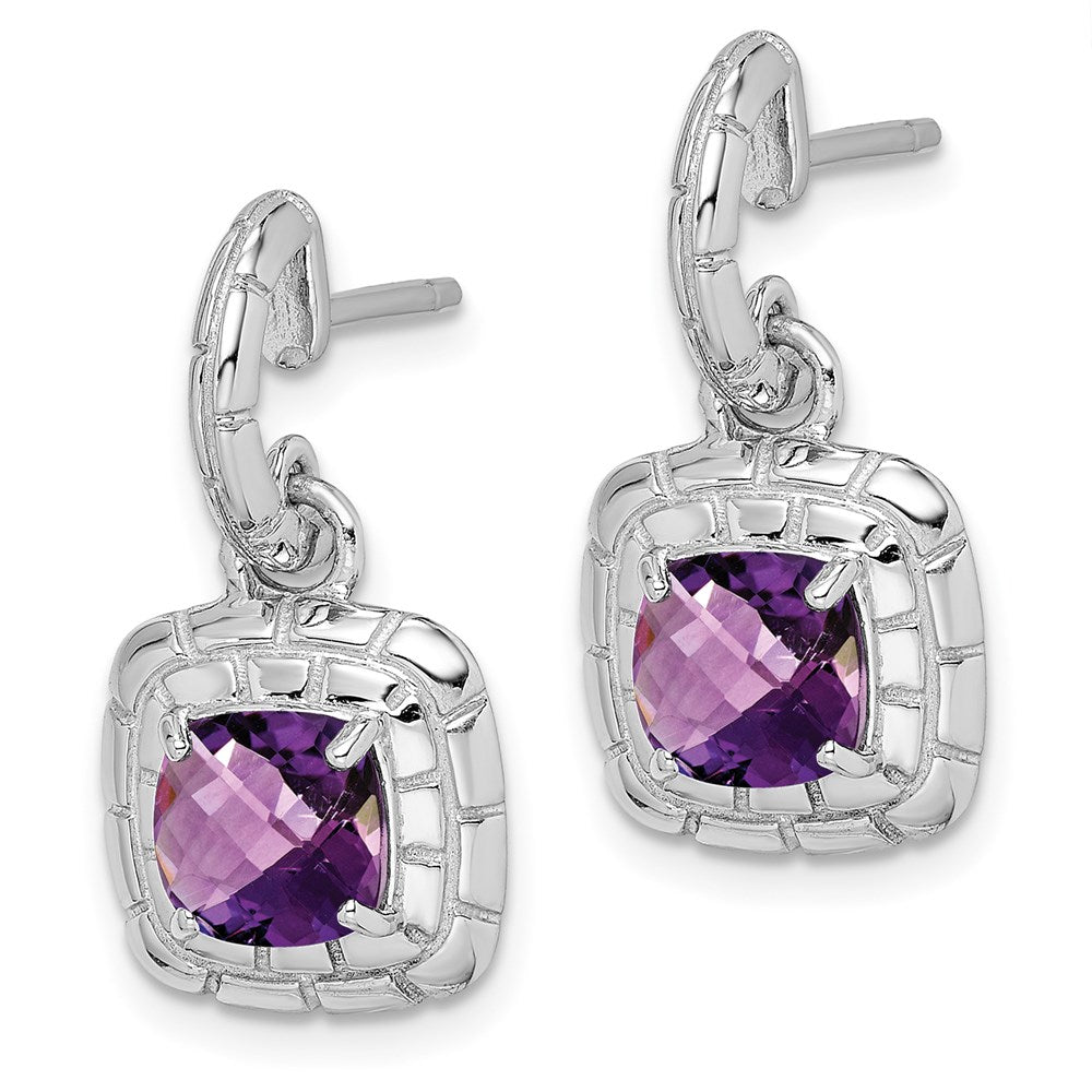 Sterling Silver Rhodium-plated Amethyst Earrings