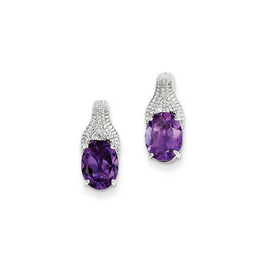 Sterling Silver Amethyst and Diamond Earrings