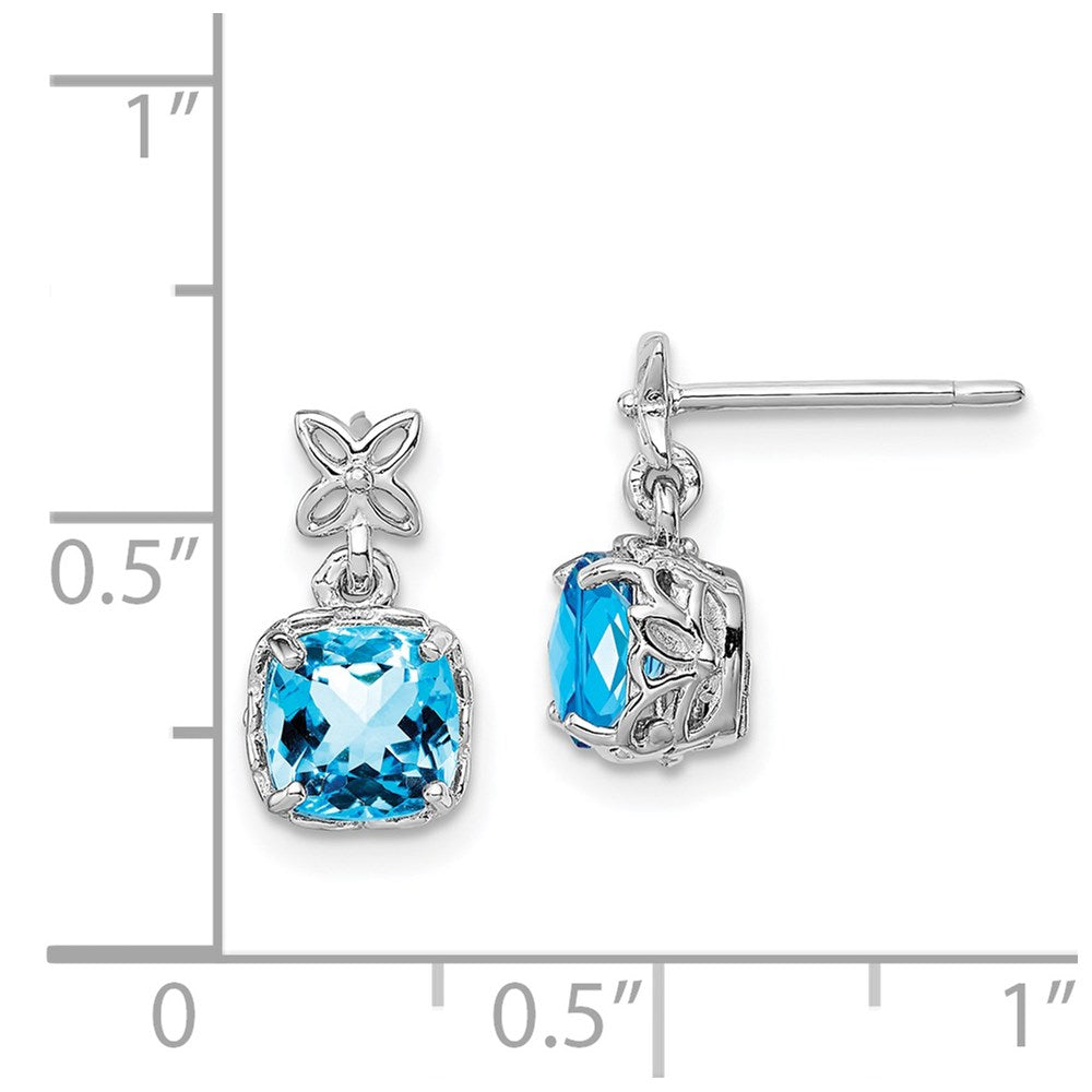 Sterling Silver Rhodium-plated Blue Topaz Earrings