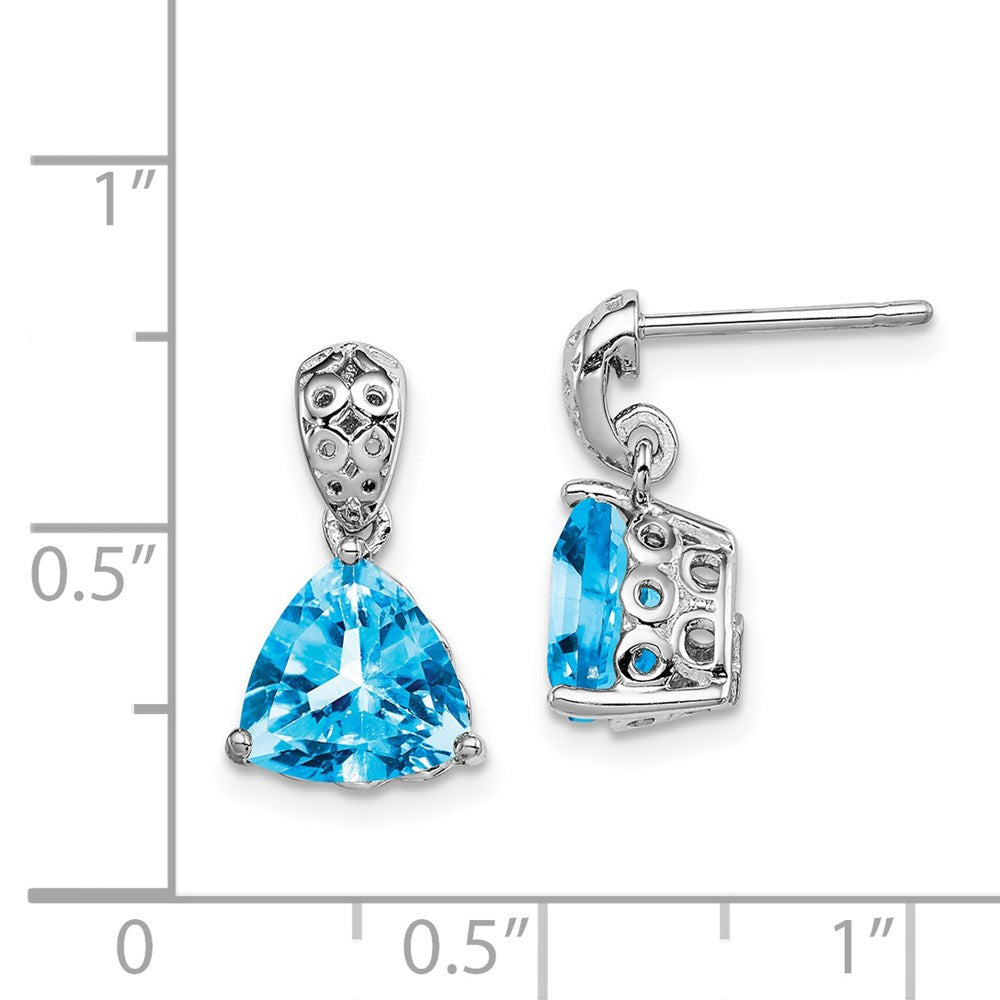 Sterling Silver Rhodium-plated Blue Topaz Earrings