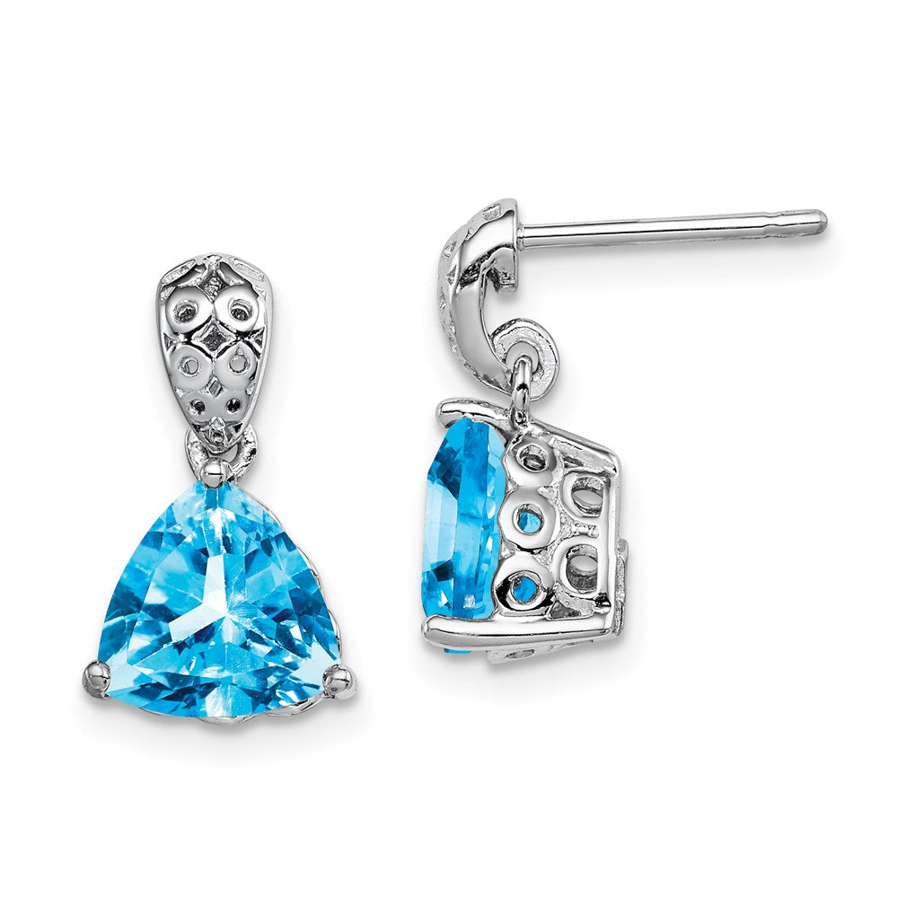 Sterling Silver Rhodium-plated Blue Topaz Earrings