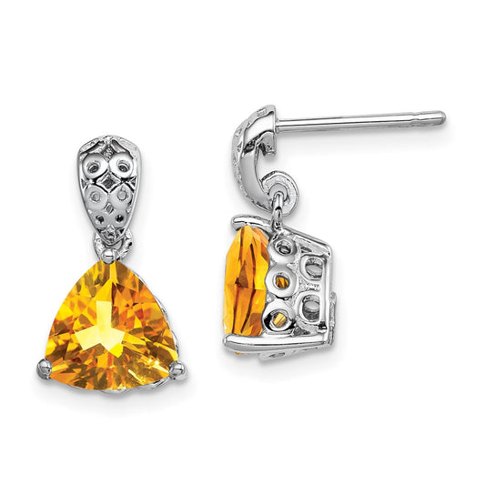 Sterling Silver Rhodium-plated Citrine Earrings