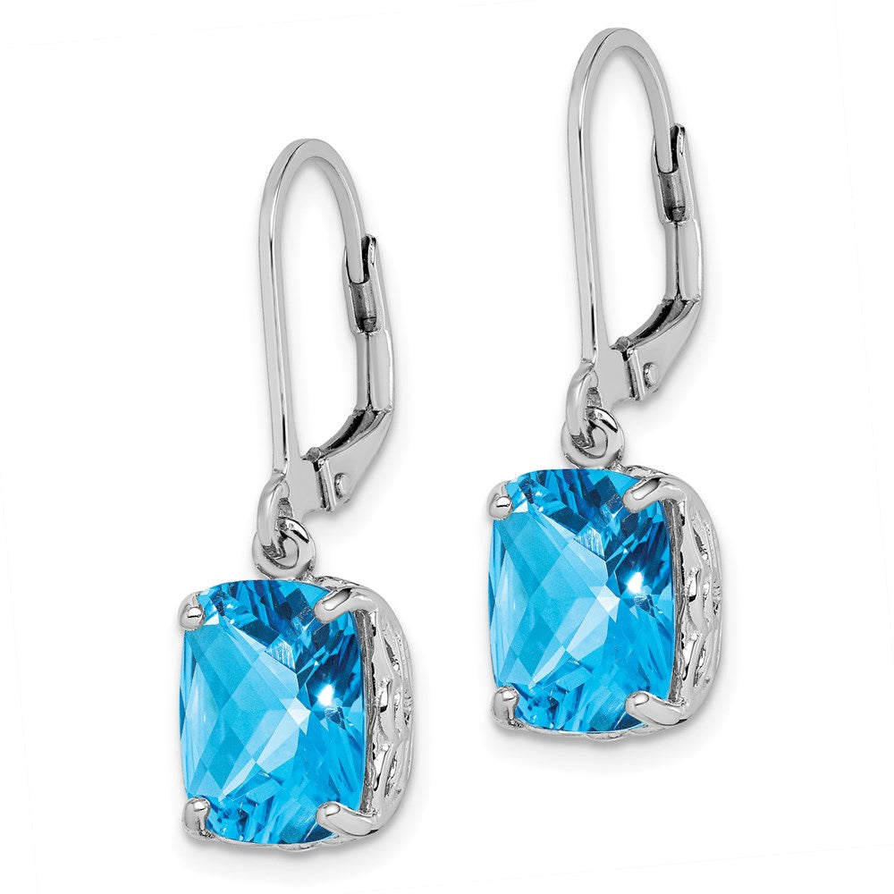 Sterling Silver Rhodium-plated Blue Topaz Earrings