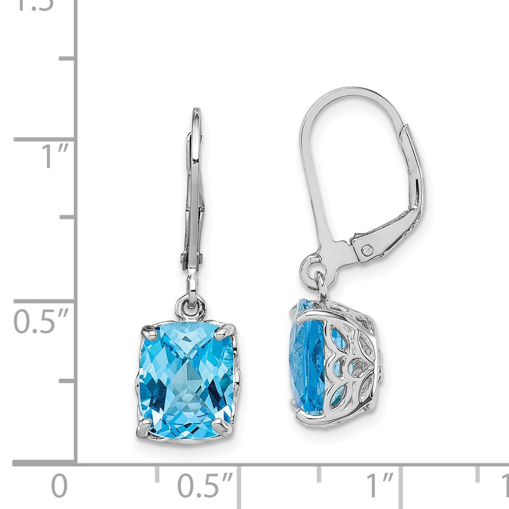 Sterling Silver Rhodium-plated Blue Topaz Earrings