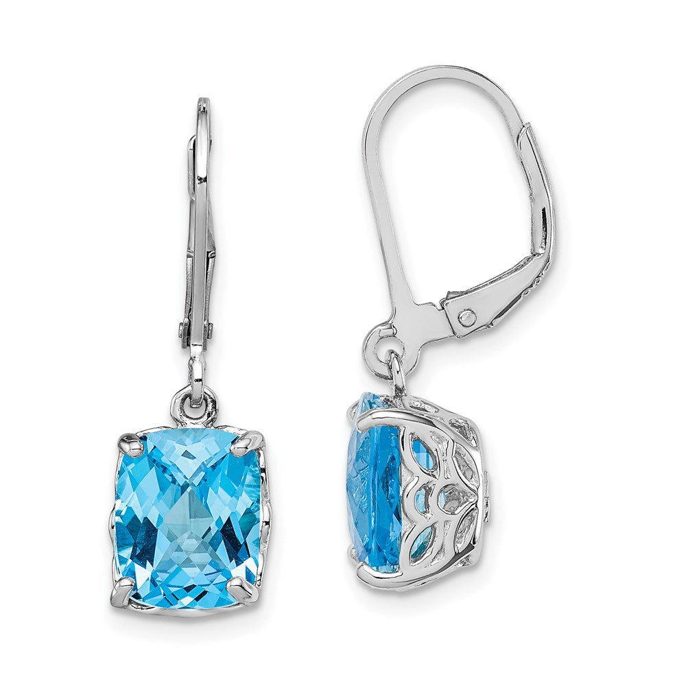 Sterling Silver Rhodium-plated Blue Topaz Earrings