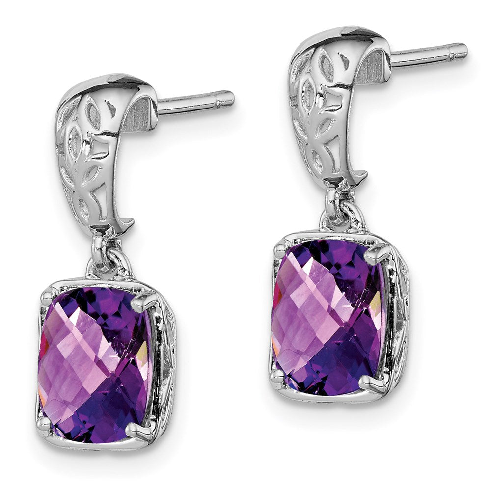 Sterling Silver Rhodium-plated Amethyst Earrings