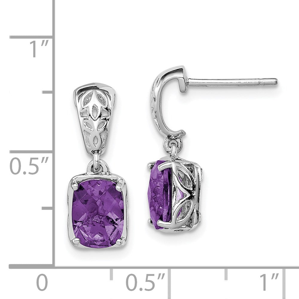 Sterling Silver Rhodium-plated Amethyst Earrings