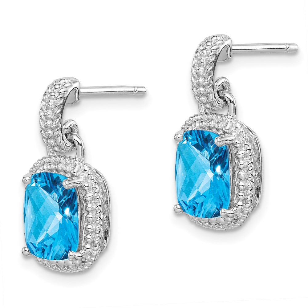 Sterling Silver Rhodium-plated Blue Topaz Earrings