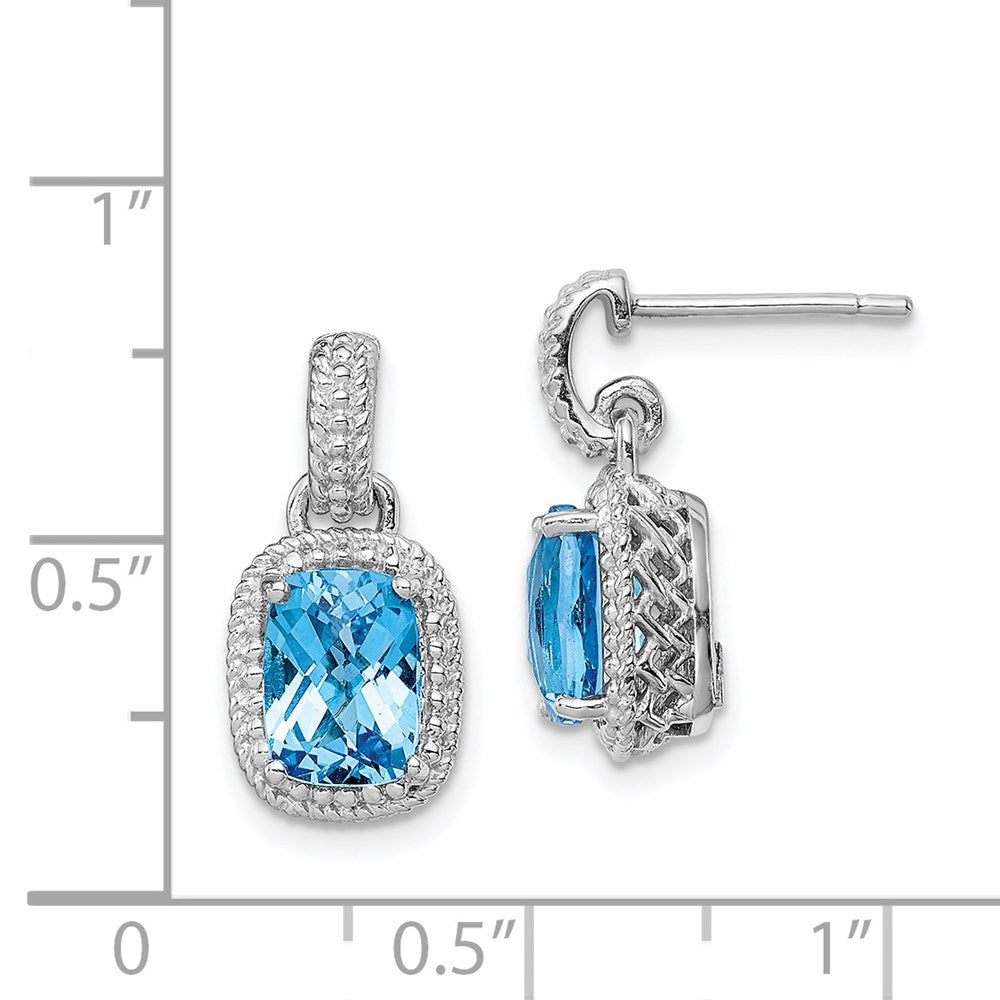 Sterling Silver Rhodium-plated Blue Topaz Earrings