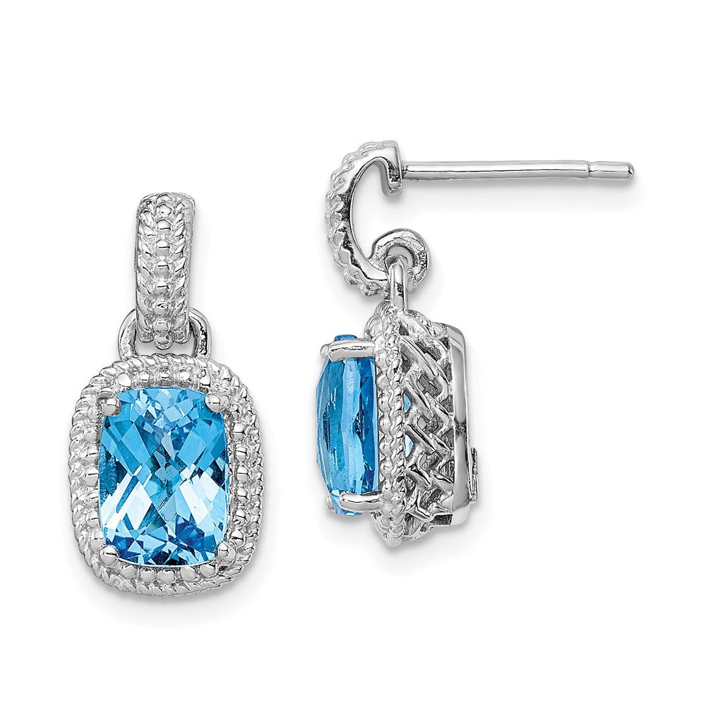 Sterling Silver Rhodium-plated Blue Topaz Earrings