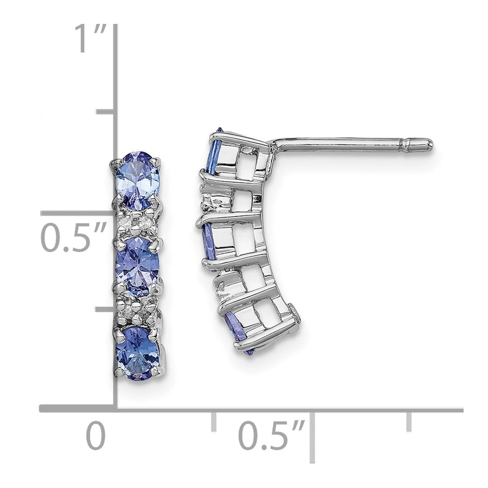 Sterling Silver Rhodium-plated Tanzanite & Diamond Earrings