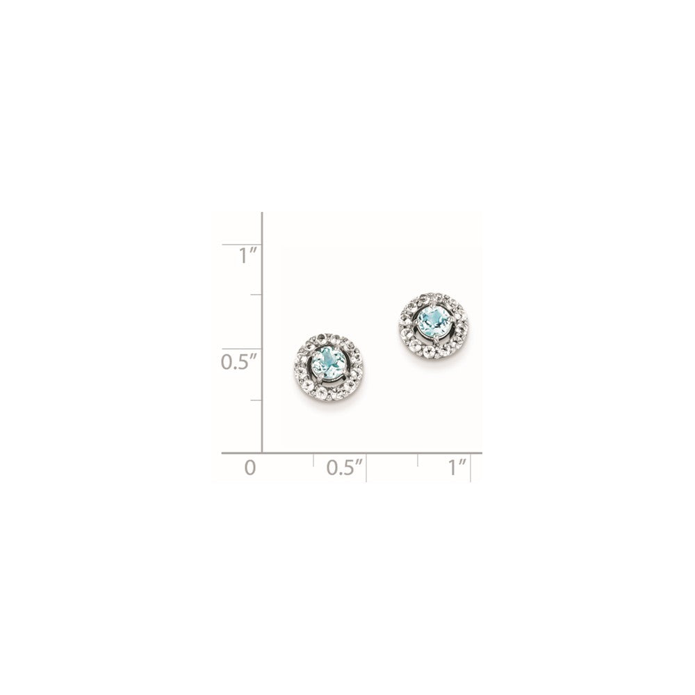 Sterling Silver Rhodium Plated White Topaz Sky Blue Topaz Earrings