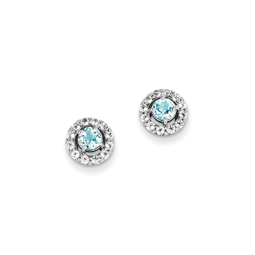 Sterling Silver Rhodium Plated White Topaz Sky Blue Topaz Earrings