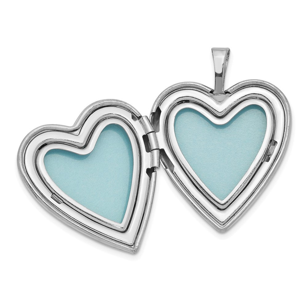 Sterling Silver Rhodium-plated 20mm Forever with Diamond Star Heart Locket