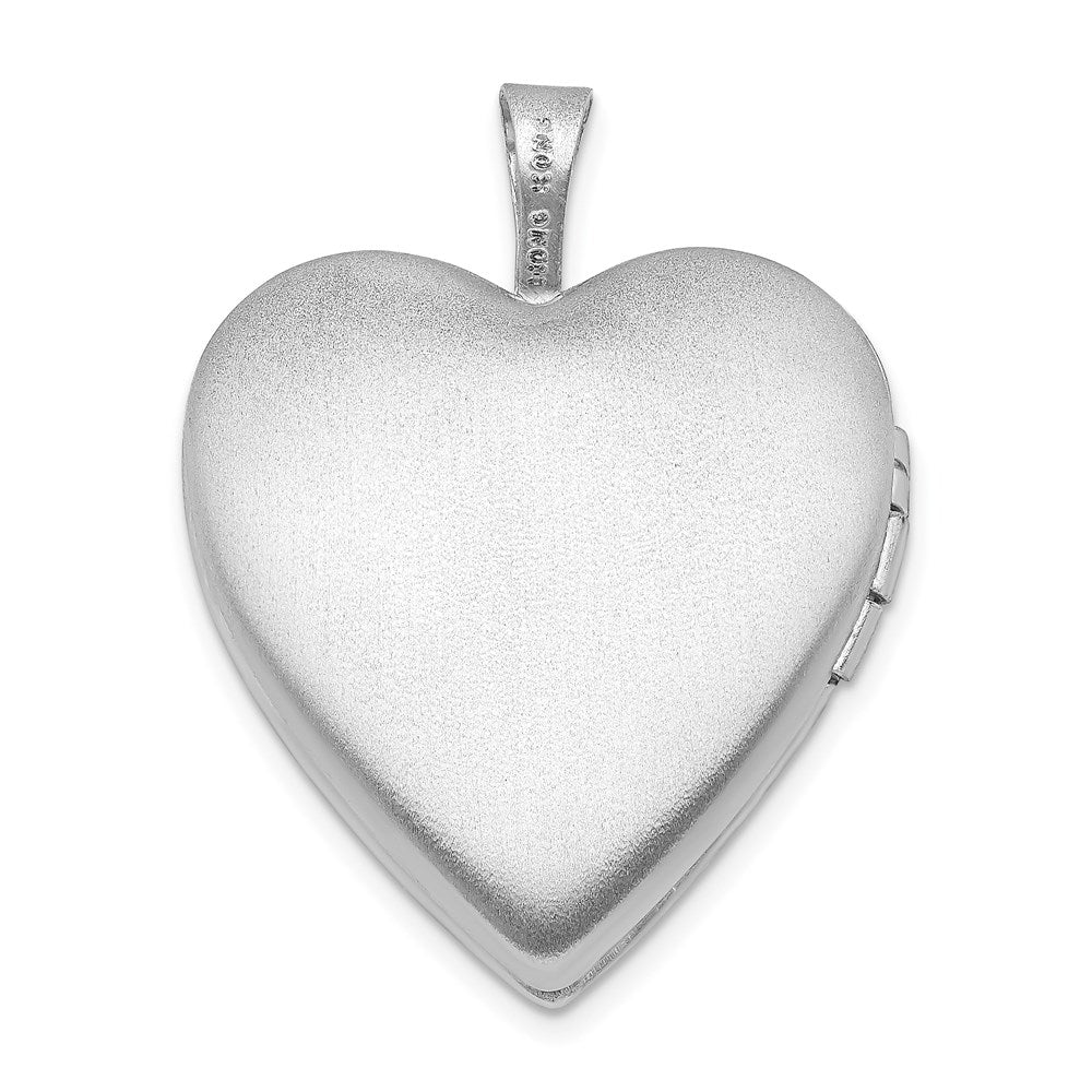 Sterling Silver Rhodium-plated 20mm Best Friend with Diamond Heart Locket