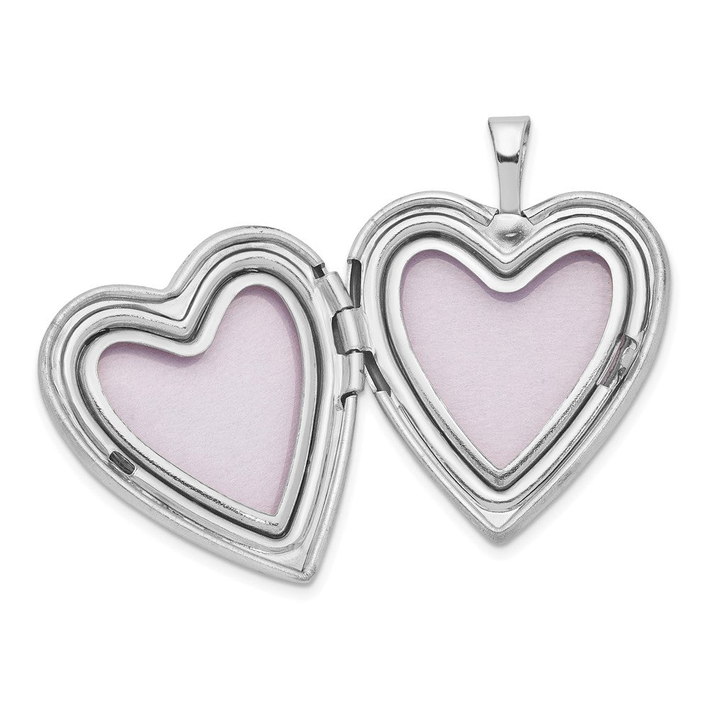 Sterling Silver Rhodium-plated 20mm Best Friend with Diamond Heart Locket