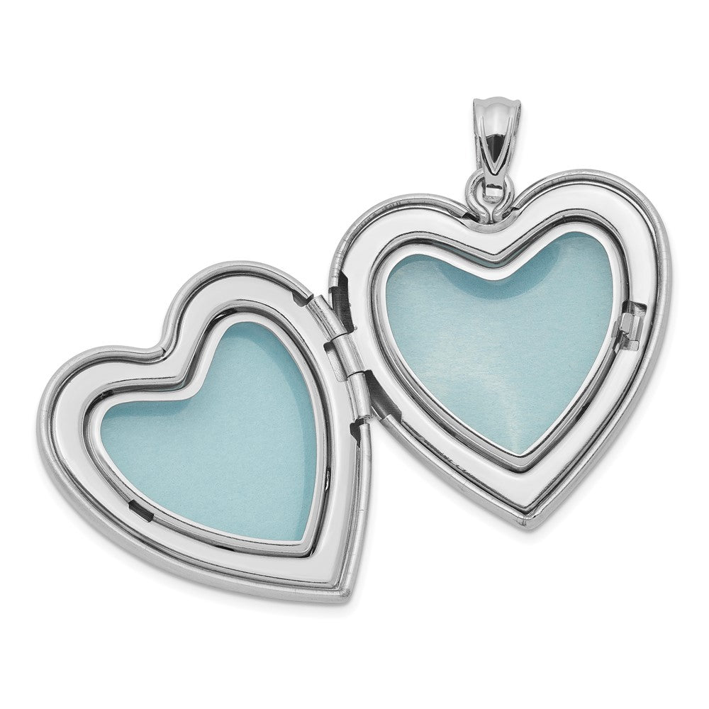 Sterling Silver Rhodium-plated & Diamond 24mm D/C Heart Locket