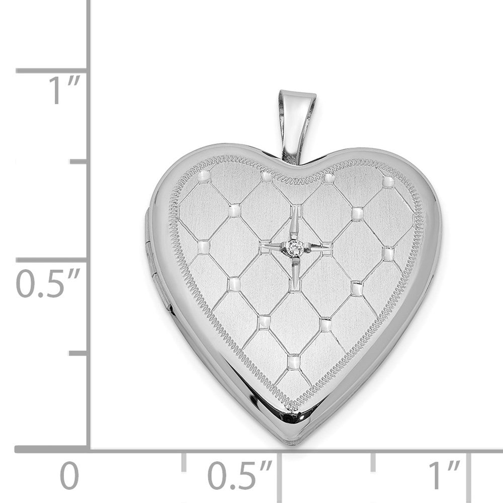 Sterling Silver Rhodium-plated & Dia. 20mm D/C Heart Locket