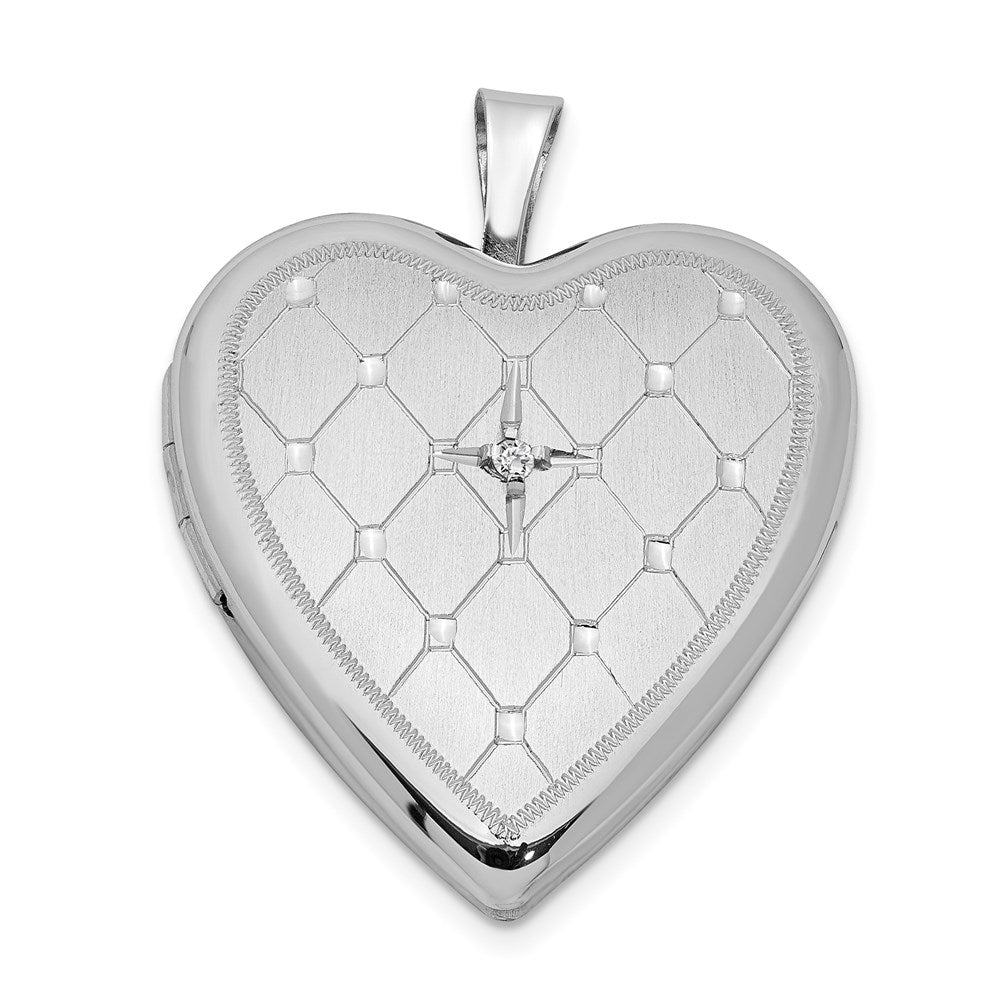 Sterling Silver Rhodium-plated & Dia. 20mm D/C Heart Locket