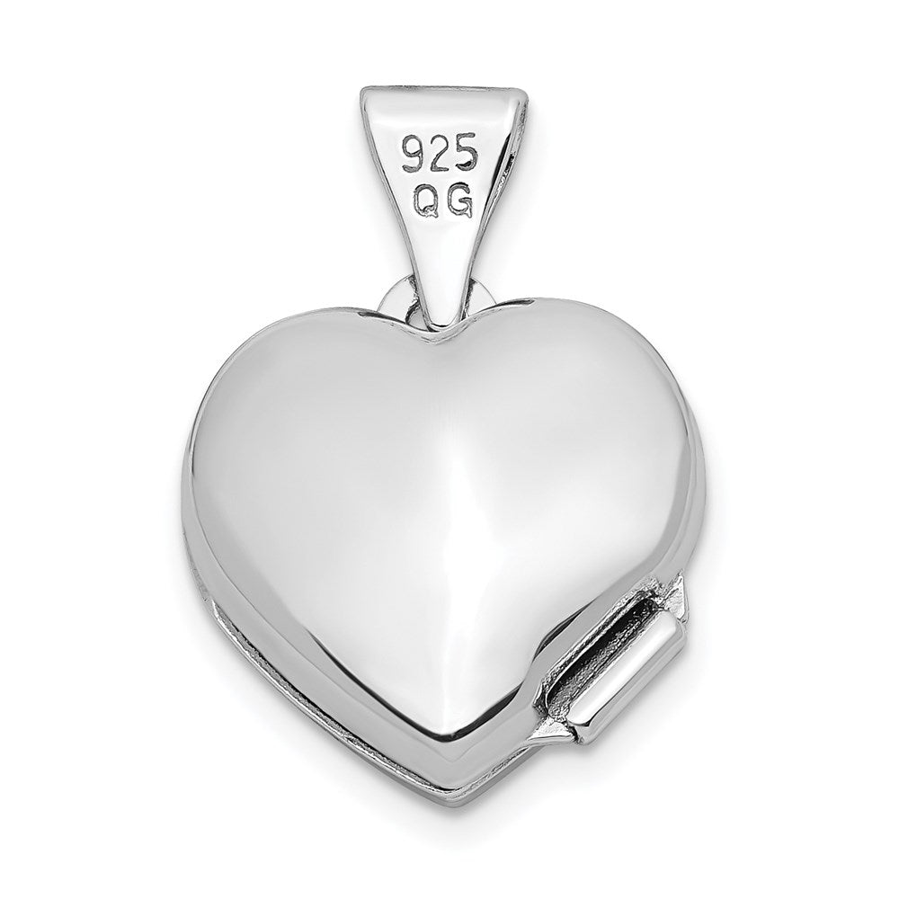 Sterling Silver Rhodium-plated & Diamond 20mm D/C Heart Locket