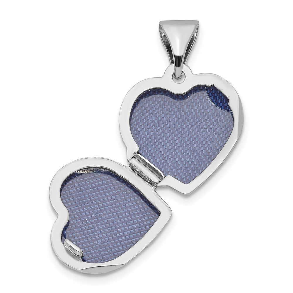 Sterling Silver Rhodium-plated & Diamond 20mm D/C Heart Locket