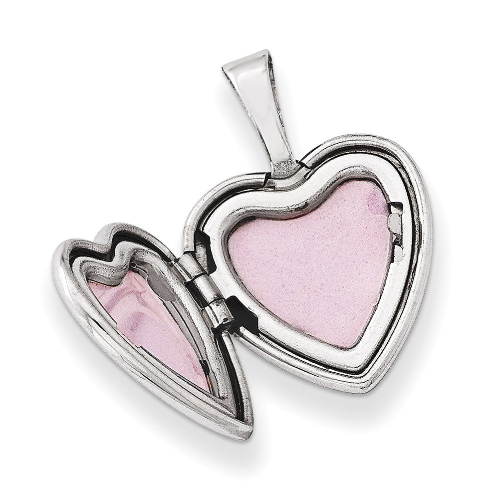 Sterling Silver Rhodium-plated & Dia. Butterfly 12mm Heart Locket