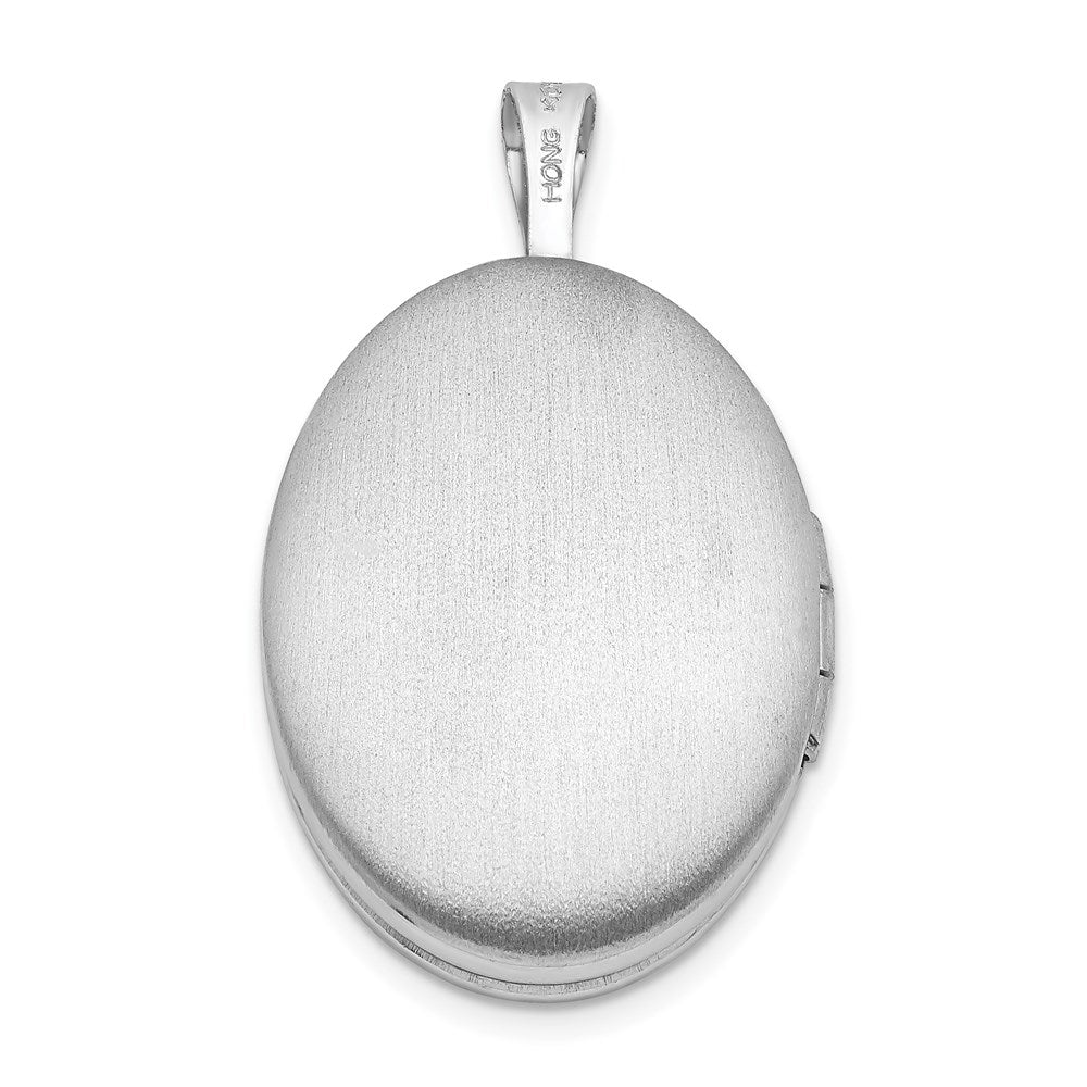 Sterling Silver Rhodium-plated & Diamond Polished 19mm Oval Locket